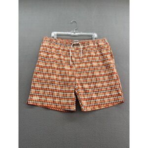 SWIMS Swim Shorts Mens 2XL Geo Mod Print Orange Blue Drawstring Lined Polyester